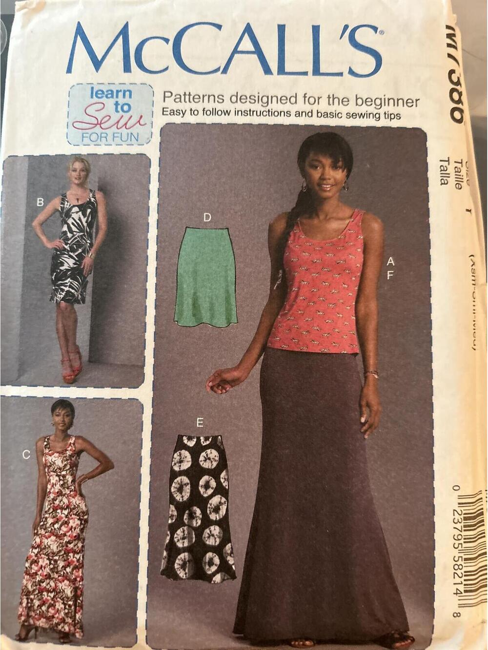 McCall's M7386 Learn to Sew For Fun Sewing Pattern= pb2